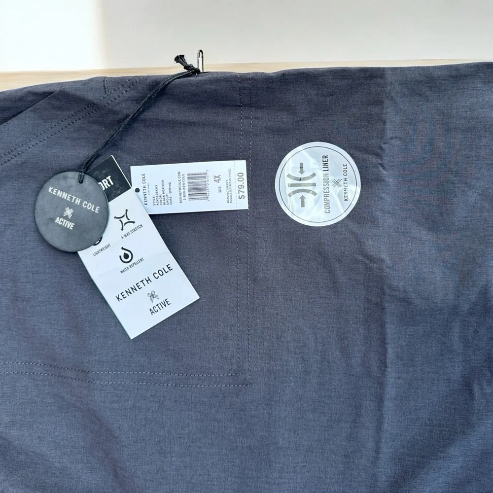 Kenneth Cole Active Dark Gray Athletic shorts compression liner NWT 4X - Picture 2 of 12